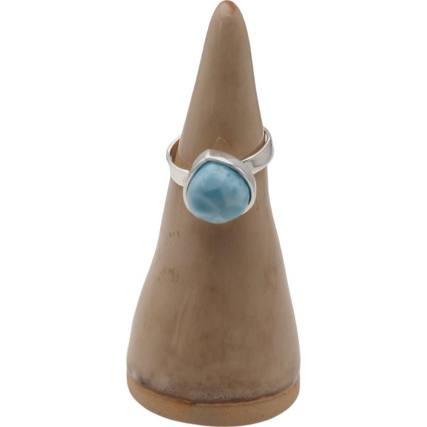 Larimar i srebro - regulowany pierścionek łza