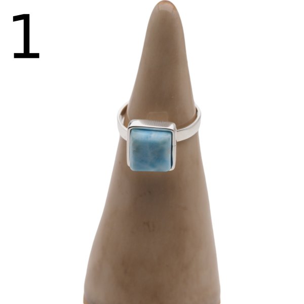Larimar i srebro - regulowany pierścionek kwadraty - (różne warianty)