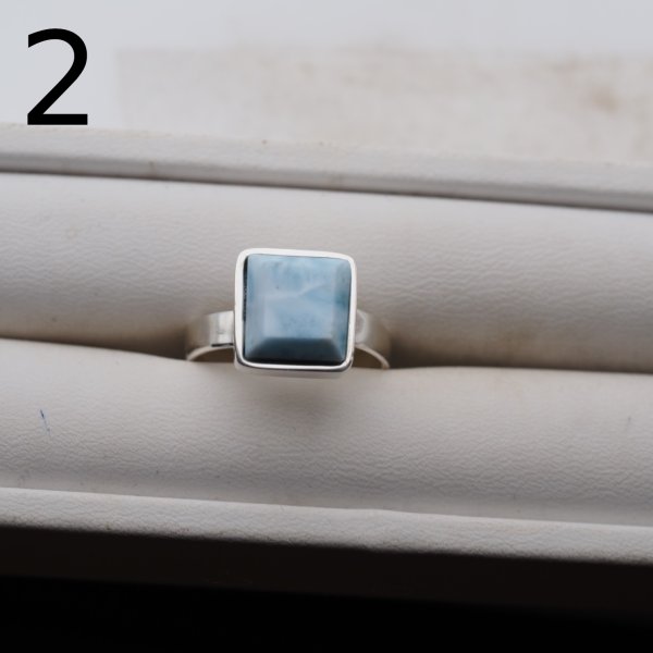 Larimar i srebro - regulowany pierścionek kwadraty - (różne warianty)