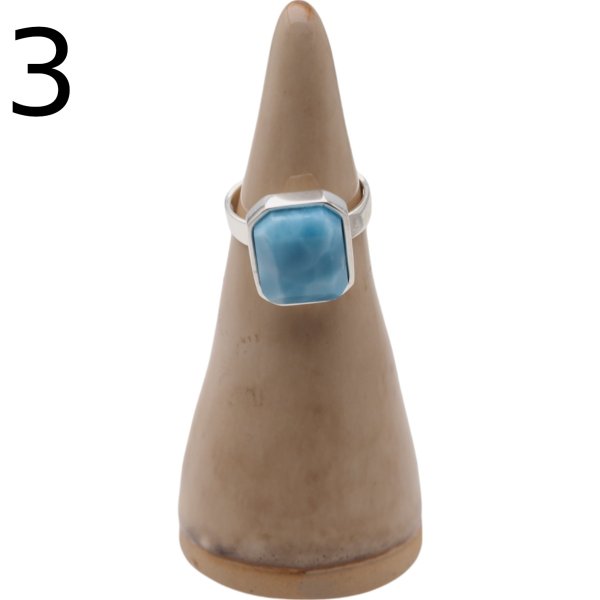 Larimar i srebro - regulowany pierścionek prostokątny - (różne warianty)