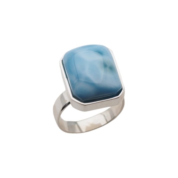 Larimar i srebro - regulowany pierścionek prostokątny