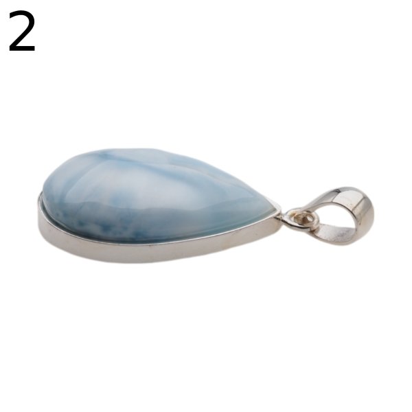 Larimar i srebro - zawieszka łza (różne warianty)