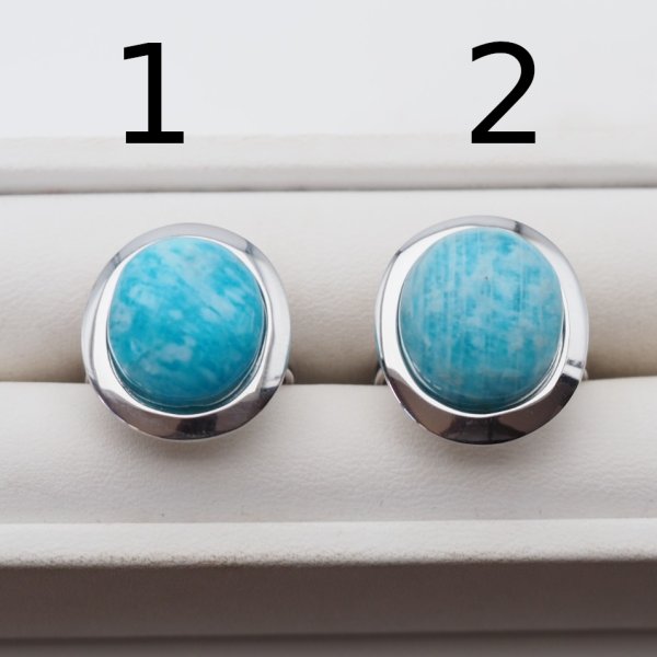 Amazonit i srebro rodowane - pierścionek owal (różne warianty) z regulacją