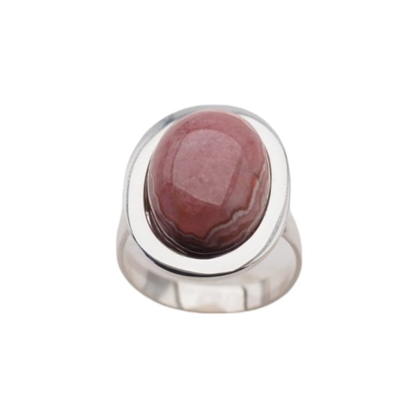 Rodochrozyt owalny i srebro  - pierścionek (różne warianty)