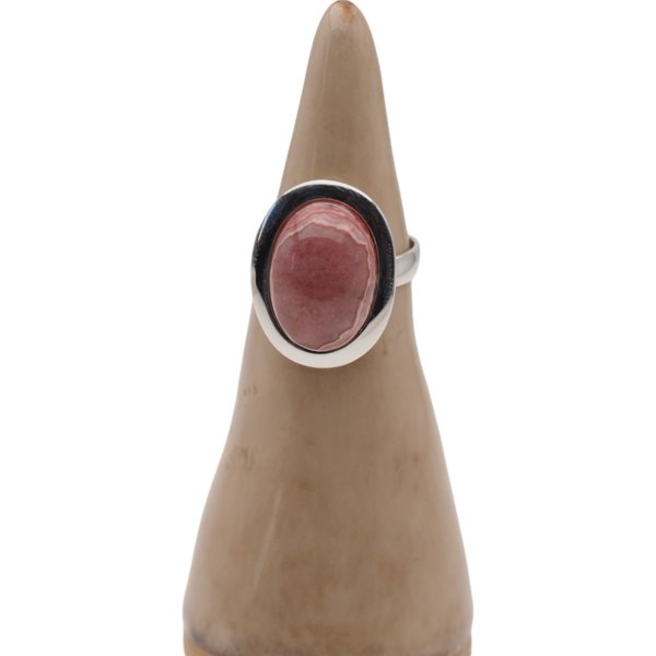 Rodochrozyt owalny i srebro  - pierścionek (różne warianty)