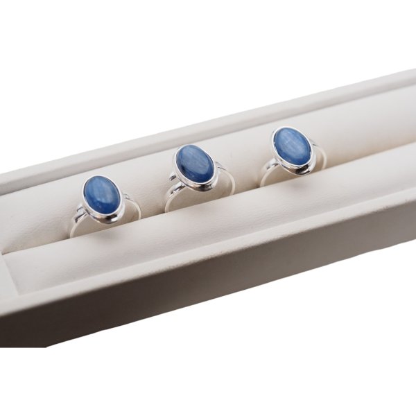 Kyanit w srebrze - pierścionek owal (różne rozmiary) z regulacją