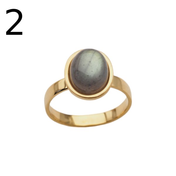 Labradoryt owalny i srebro złocone - pierścionek (rozmiar 14 +/- 2 rozmiary regulacji)