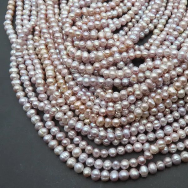 Perły Naturalne Hodowane fioletowe 5-6 mm nr 291 (sznur)
