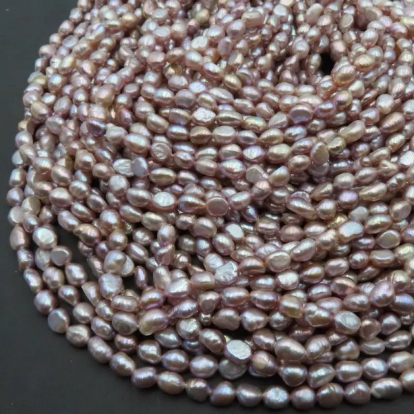 Perły Naturalne Hodowane różowe 5-6 mm nr 268  (sznur)
