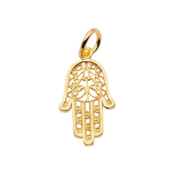 Srebro złocone Ag - zawieszka ręka Fatimy 19x10 mm