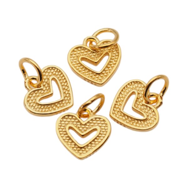 Srebro złocone Ag - zawieszka serce 9 mm