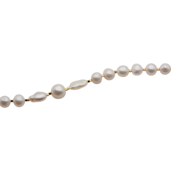 Perły Hodowane, hematyt złoty i srebro złocone - bransoletka