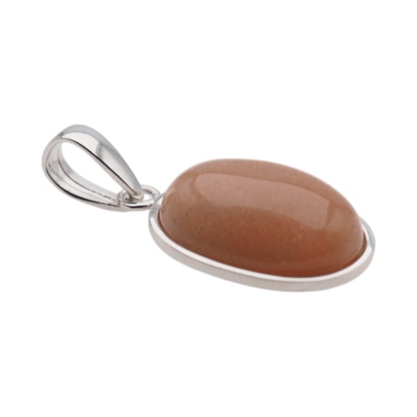 Kamień Słoneczny i srebro rodowane - wisiorek owal