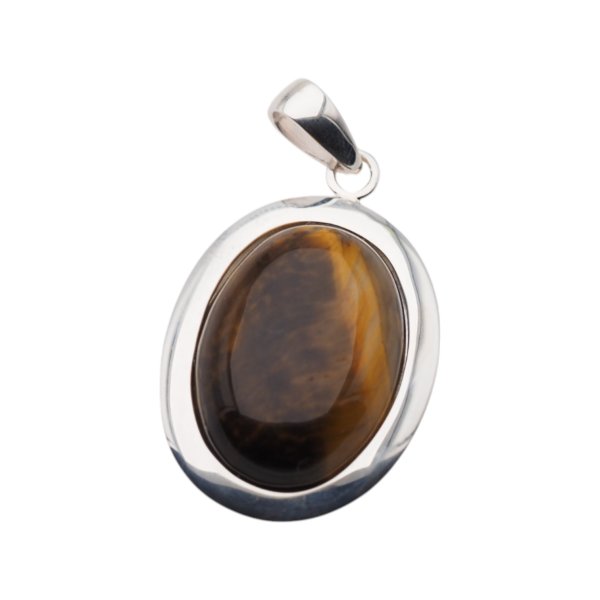 Tygrysie Oko w srebrze - wisiorek owal