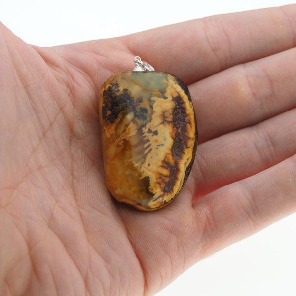 Bursztyn i srebro - naszyjnik na rzemieniu