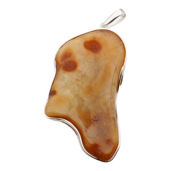 Bursztyn mleczny i srebro - duża zawieszka 