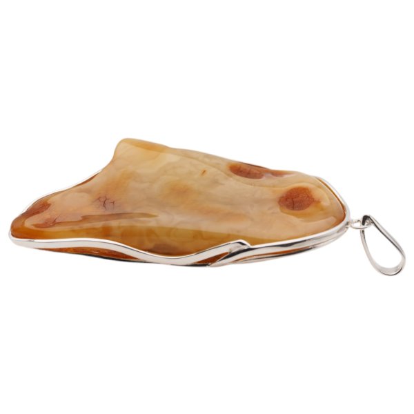 Bursztyn mleczny i srebro - duża zawieszka 