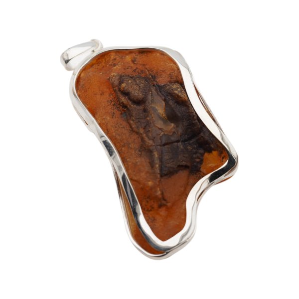 Bursztyn mleczny i srebro - duża zawieszka 