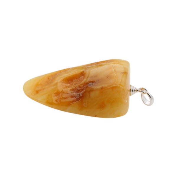 Mleczny Bursztyn i srebro + rzemień