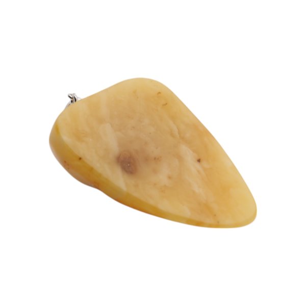 Mleczny Bursztyn i srebro + rzemień