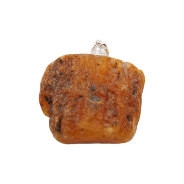 Surowy Naturalny Bursztyn i srebro - naszyjnik na rzemieniu