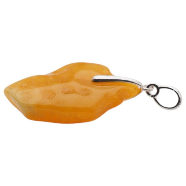 Surowy Naturalny Bursztyn mleczny i srebro - naszyjnik na rzemieniu