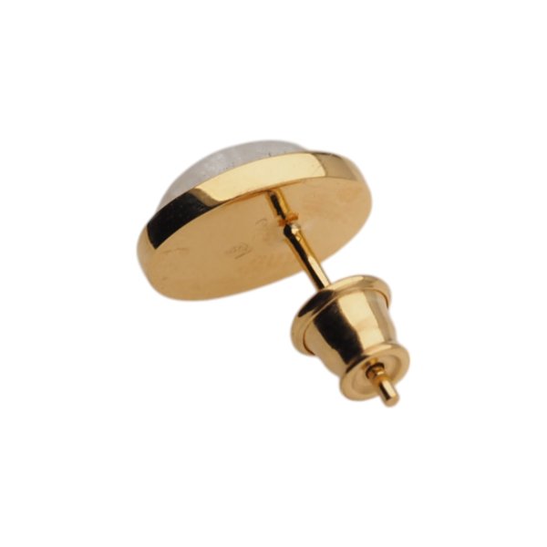 Kamień Księżycowy i srebro złocone - kolczyki sztyfty - owale (para)