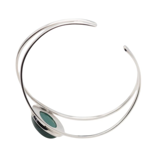 Malachit i srebro - bransoleta 