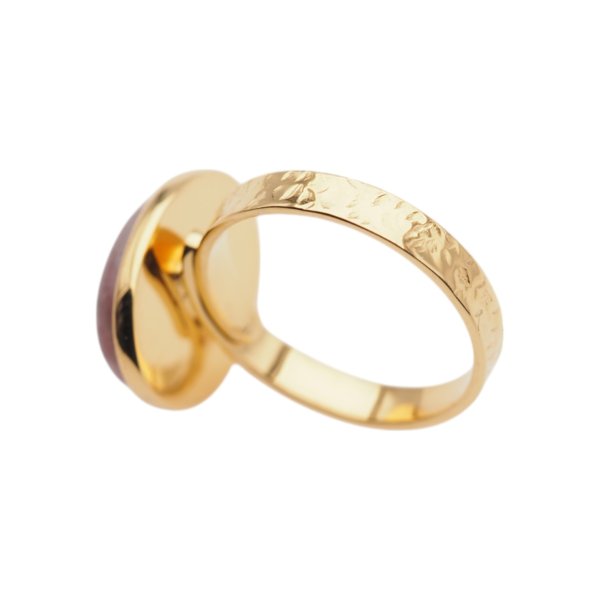 Rodochrozyt i srebro(podwójnie złocone)- pierścionek owal z regulacją (różne rozmiary)