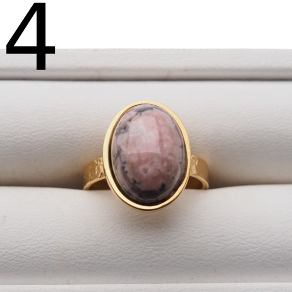 Rodochrozyt i srebro(podwójnie złocone)- pierścionek owal z regulacją (różne rozmiary)