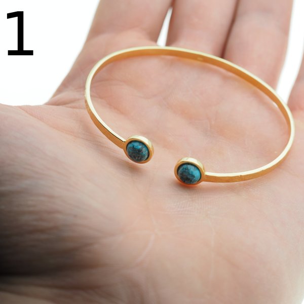 Turkus i srebro złocone - bransoleta sztywna