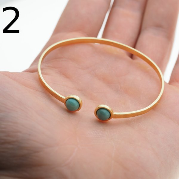 Turkus i srebro złocone - bransoleta sztywna