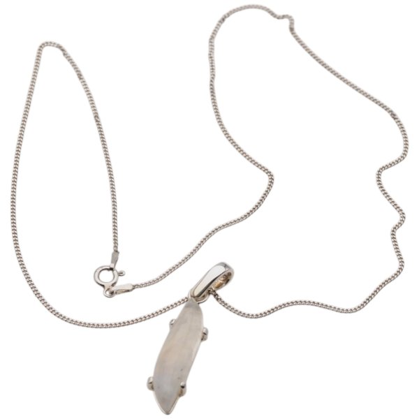 Kamień Księżycowy i srebro - naszyjnik na łańcuszku