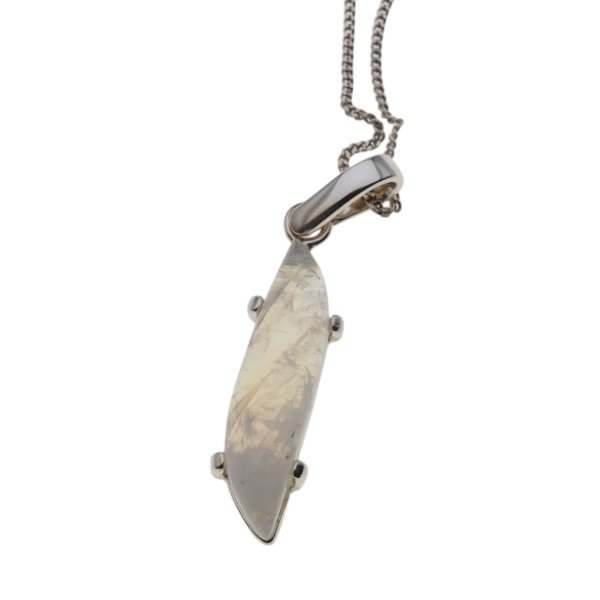 Kamień Księżycowy i srebro - naszyjnik na łańcuszku
