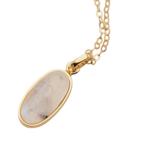 Kamień Księżycowy i srebro złocone - naszyjnik 