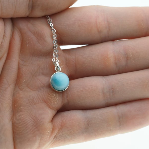 Larimar i srebro - naszyjnik - zawieszka na łańcuszku