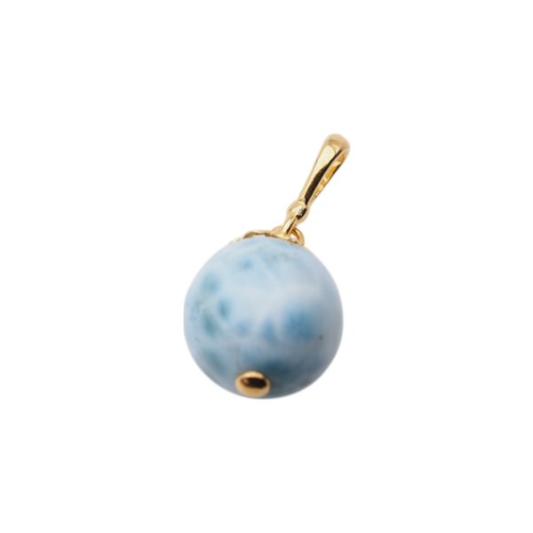 Larimar i srebro złocone - wisiorek kulka 15mm