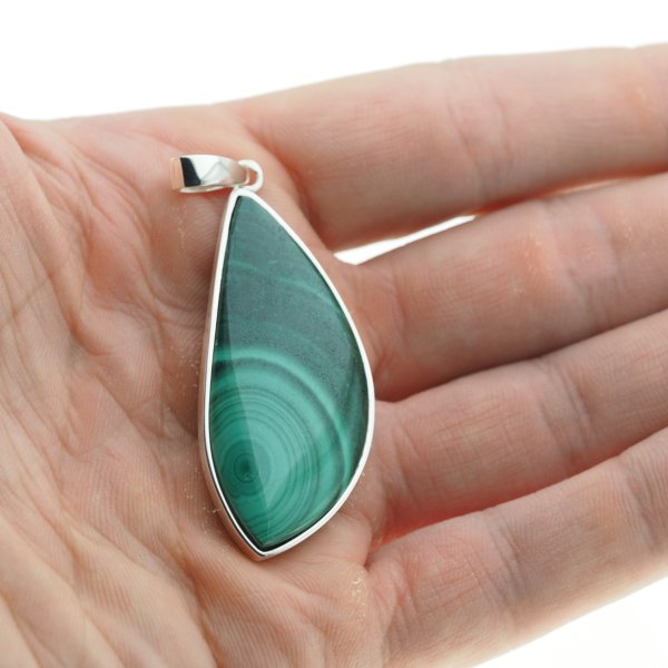 Malachit i srebro - zawieszka duża