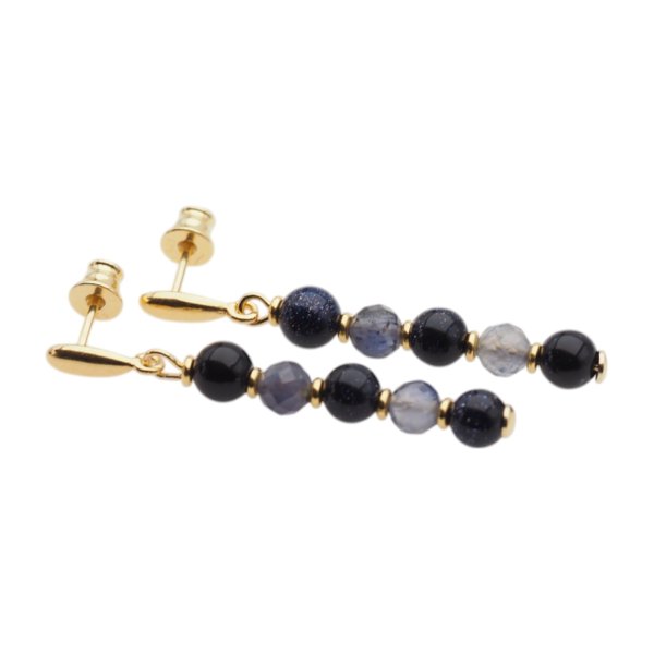 Noc Kairu, Iolit w srebrze złoconym - kolczyki fasetowane kulki