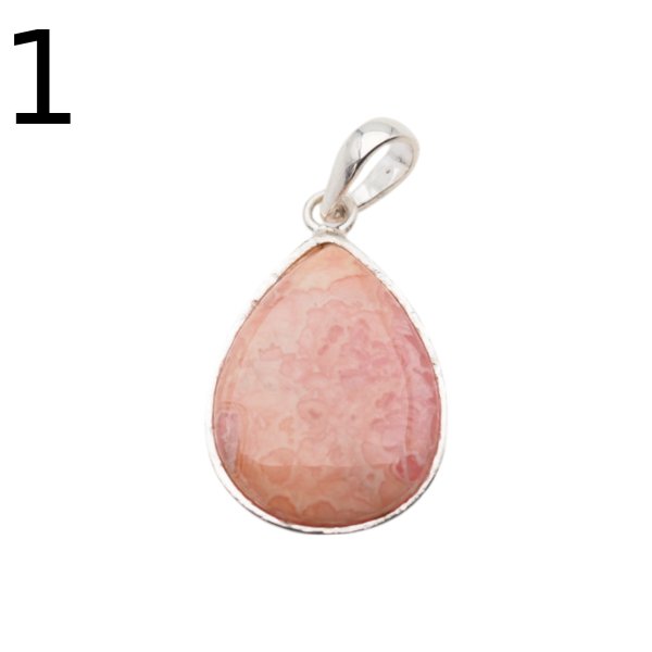 Rodochrozyt i srebro młotkowane - zawieszka łza (sztuka)