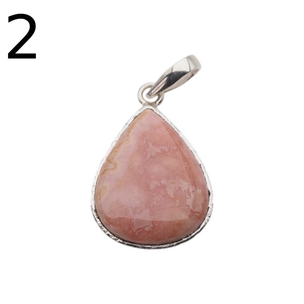 Rodochrozyt i srebro młotkowane - zawieszka łza (sztuka)