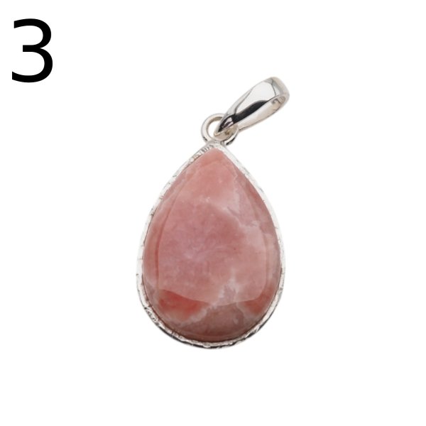 Rodochrozyt i srebro młotkowane - zawieszka łza (sztuka)