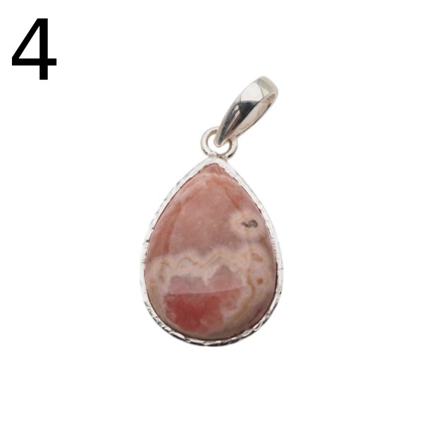 Rodochrozyt i srebro młotkowane - zawieszka łza (sztuka)
