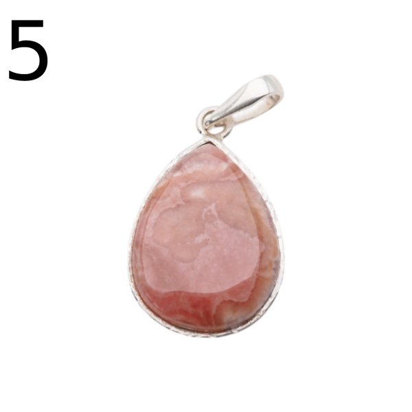 Rodochrozyt i srebro młotkowane - zawieszka łza (sztuka)