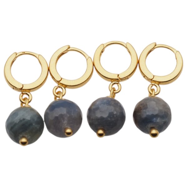 Szafir w srebrze złoconym - kolczyki fasetowane kulki