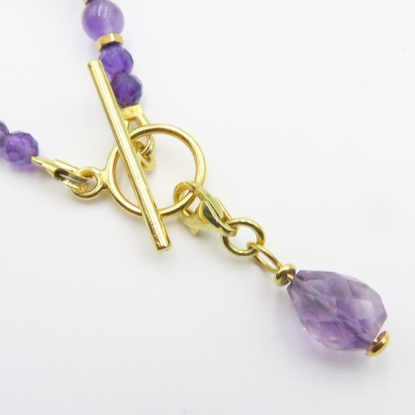 Ametyst i Hematyt  w srebrze złoconym - naszyjnik 