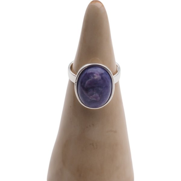 Czaroit i srebro - pierścionek