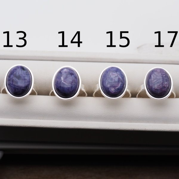 Czaroit i srebro - pierścionek