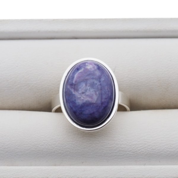 Czaroit i srebro - pierścionek