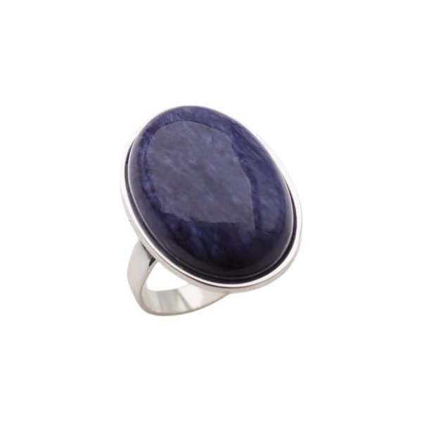 Czaroit i srebro - pierścionek owal (Rozmiar Jubilerski 14) z regulacją